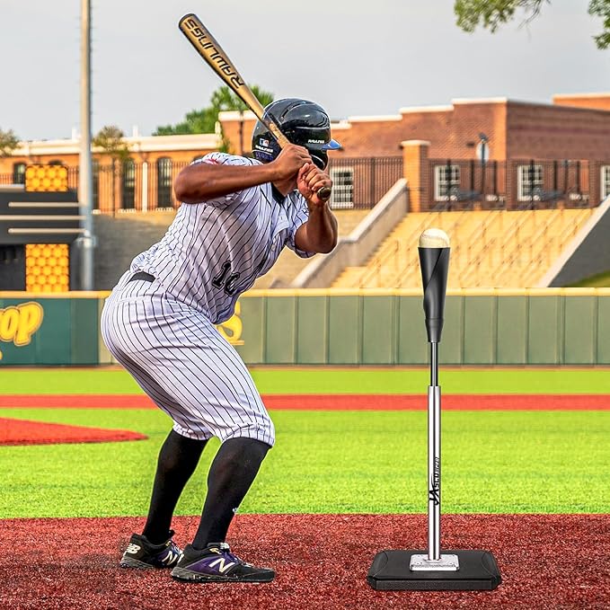 Portable Batting Tee,Height Adjustable from 25-37 inch Hitting Tee For Baseball and Softball, Easy Assemble Premium Baseball Tee with Rubber Top,Metal Base Softball Tee for Kids/Youths/Adults-StrideForce Fitness