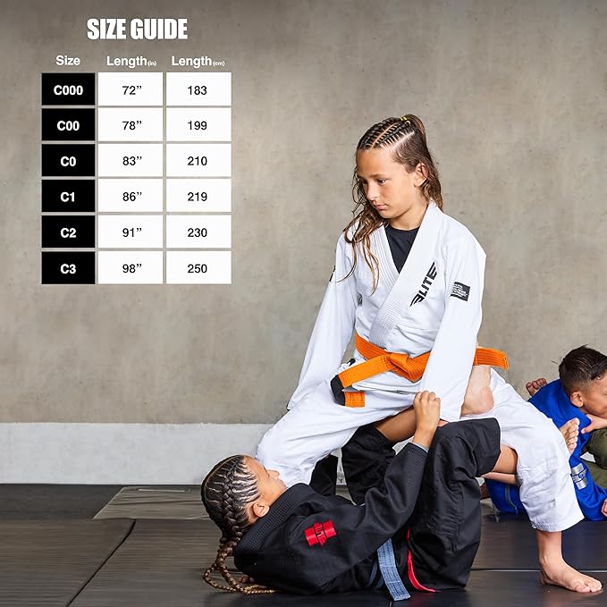 Elite Sports Kids Brazilian Jiu Jitsu Belts Preshurunk Martial Arts Youth BJJ Belts for Girls & Boys with BJJ Ranking Stripes-StrideForce Fitness