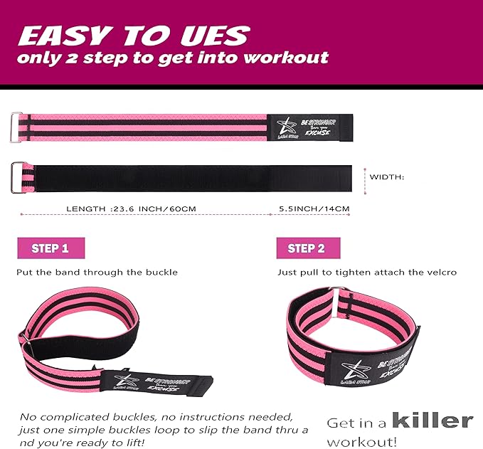 BFR Occlusion Bands for Women Glutes,Blood Flow Restriction Bands for Legs, Butt & Hip Building, Workouts, Best Fabric Resistance Bands for Squat Butt & Thigh