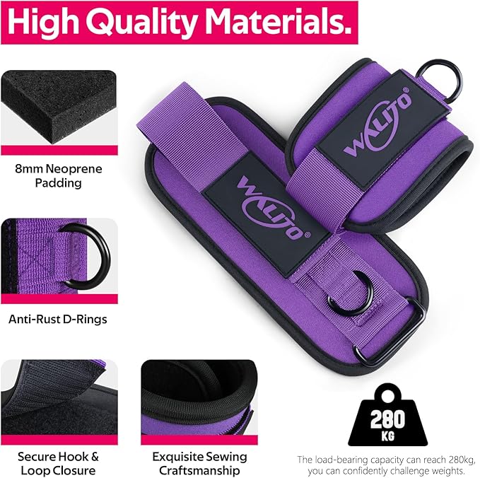 WALITO Ankle Resistance Bands with Cuffs, Exercise Bands for Legs and Butt, Booty Workout Equipment for Kickbacks and Hip Fitness Training