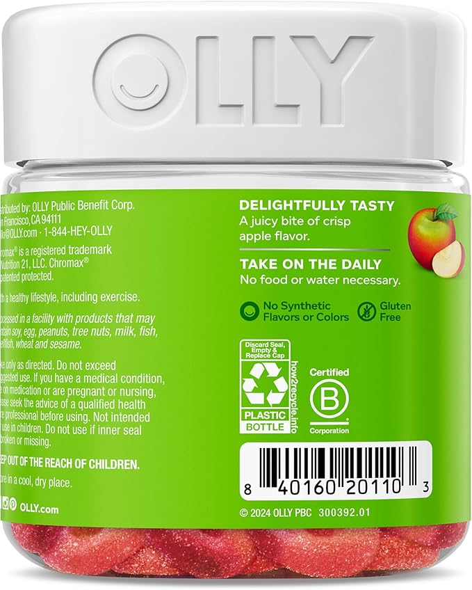 OLLY Metabolism Gummy Rings, Apple Cider Vinegar, Vitamin B12, Chromium, Energy and Digestive Health, Chewable Supplement, Apple Flavor - 30 Count-StrideForce Fitness