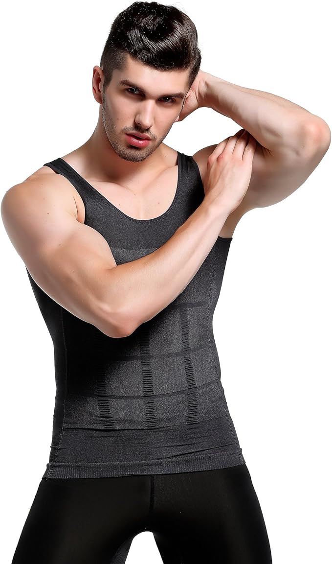 GKVK Mens Slimming Body Shaper Vest Shirt Abs Abdomen Slim-StrideForce Fitness