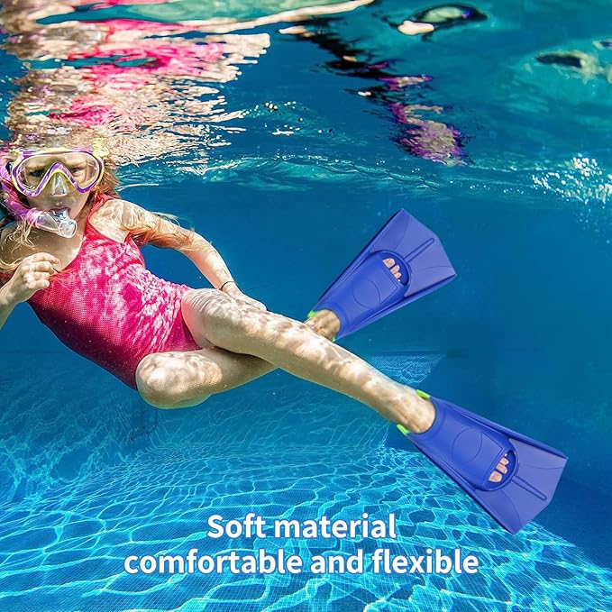 Kids Swim Fins,Short Comfortable Flippers for Lap Swimming and Training for Child,Girls,Boys,Beginners-StrideForce Fitness