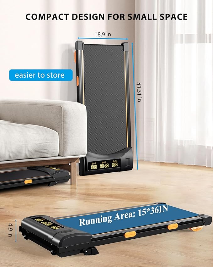 340lb Capacity Walking Pad Treadmill with 12% Incline, Big LED Display Under Desk Treadmill Support Full Manual/3-Preset Countdown/App Mode, Portable Treadmills for Small Spaces-StrideForce Fitness