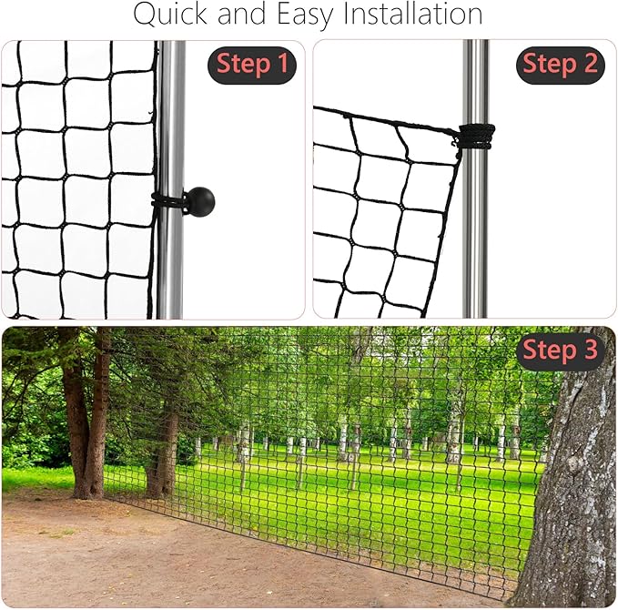 Storgem Baseball Softball Backstop Nets, Sports Netting, Sports Barrier Netting, Heavy Duty Sports Nets Netting Knotless for Playing Field, Backyard or Garage-StrideForce Fitness