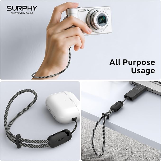 SURPHY 3 Pack Phone Wrist Strap with CellPhone Tether Tab, Cellphone Lanyard, Phone Strap with 2-Color Braided, Wrist Lanyard