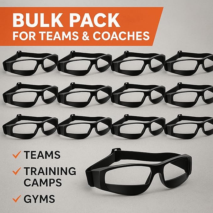Liberty Imports 12 Pack Basketball Dribbling Goggles Adjustable Sport Training Glasses Aid for Team Training Aid Basketball Equipment Safety Specs for Adult Teenagers Youth-StrideForce Fitness