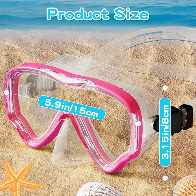 Kids Swim Goggles with Nose Cover, Snorkel Diving Mask Anti-Fog Anti-UV, Snorkeling Gear Swimming Goggles for Kids 3-14 2PCS-StrideForce Fitness