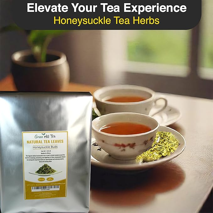 Greenhilltea traditional health herbs, Honey suckle dried herbal tea honeysuckle 16 OZ-StrideForce Fitness