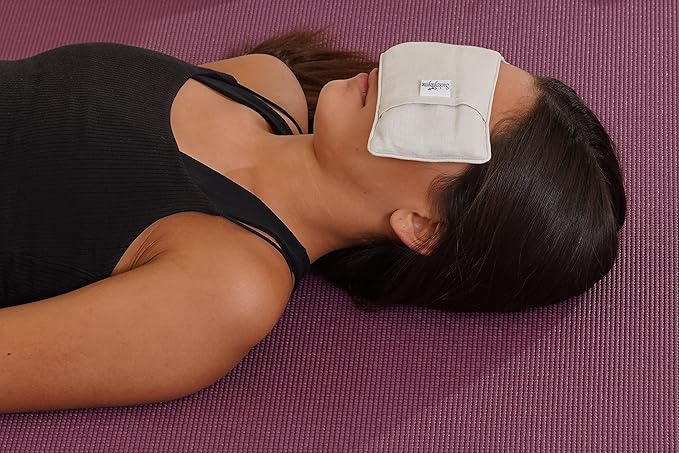 Organic Linen Eye Pillow - Lavender & Flaxseed for Relaxation, Yoga, Stress Relief - Microwavable Heating Pad & Cool Compress - Made in USA - Gifts for Meditation-StrideForce Fitness