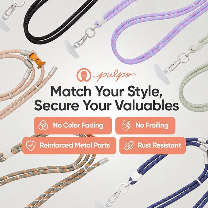 Pulpo 2-in-1 Cell Phone Wrist Strap and Lanyard Dusty Pink - Anti Theft Lanyard for Men & Women, Wrist Straps for Phones, Lanyards for Smartphones, Adjustable Cellphone Leash & Safety Strap Tether-StrideForce Fitness