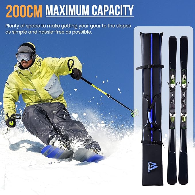Ski Bag and Boot Bag Combo,Padded Ski Bag Set for Air Travel,Snow Ski Bags for Adults,Water- resistant Ski Boot Bag Fits for Skis Up to 200 CM and Boots Up To Size US13-StrideForce Fitness