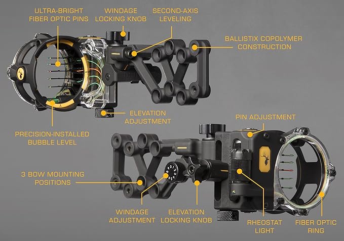 Trophy Ridge React H5 Bow Sight - 5 Pin Sight, Tool Less Windage and Elevation Adustability, 2nd Axis Leveling, Adjustable Click Light-StrideForce Fitness