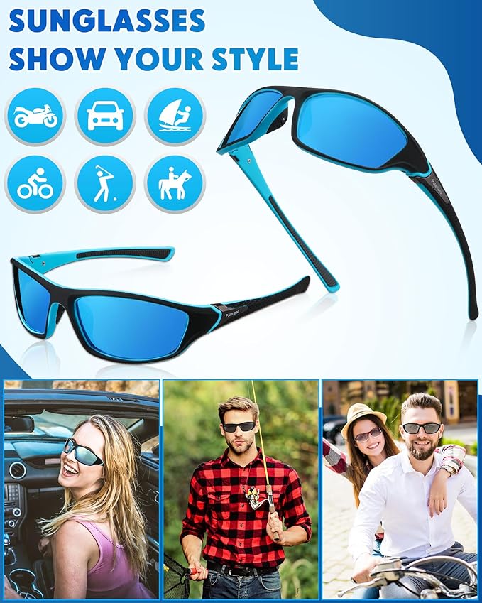 Frienda 6 Pack Polarized Sport Sunglasses for Men Multipack Fit over Glasses Pack Lot Set Men's Sport Fishing Eyeglasses-StrideForce Fitness