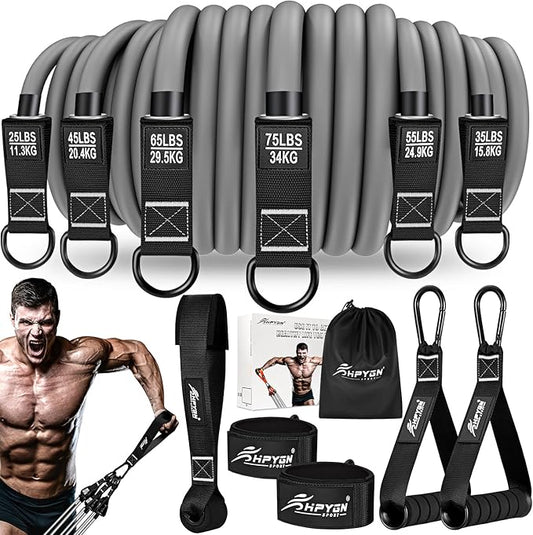 HPYGN Resistance Bands, Heavy Exercise Bands with Handles, Fitness Bands for Working Out, Workout Bands for Men, Weight Bands Set for Muscle Training, Strength, Slim, Yoga, Home Gym Equipment-StrideForce Fitness