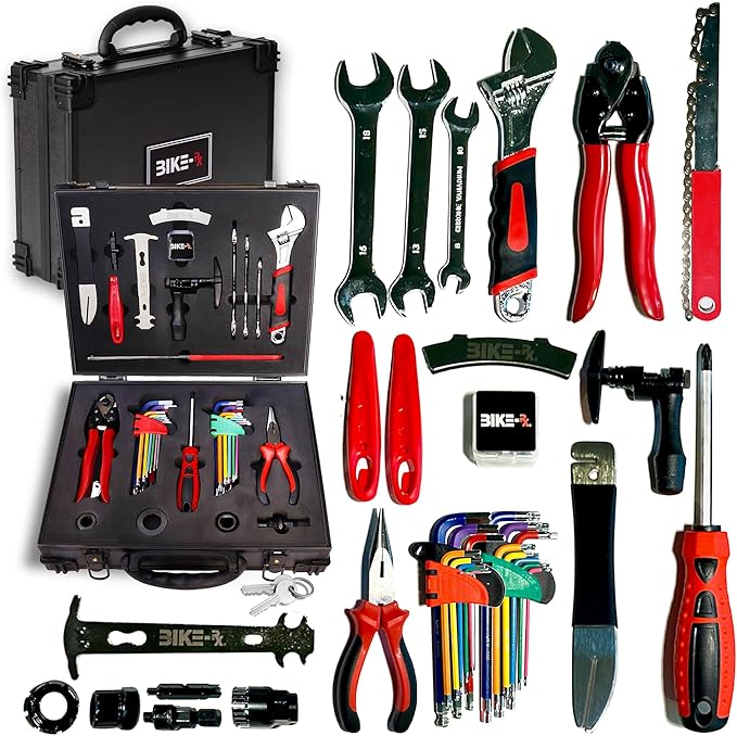Elite 37pc Bike Tool Kit – Bicycle Repair Set for Mountain, Road, BMX & Ebikes, w/Chain Breaker, Tire Repair, Maintenance Kit & Lock Case-StrideForce Fitness
