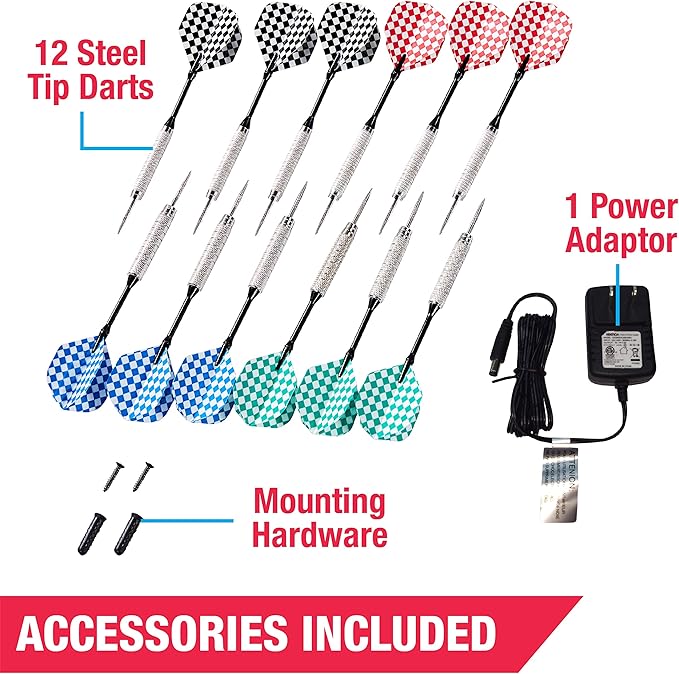 MD Sports Dartboard Cabinet Multiple Styles Electronic Dartboard With Digital X/O Cricket Scorekeeping and Dart Set, Perfect for Cricket Games-StrideForce Fitness