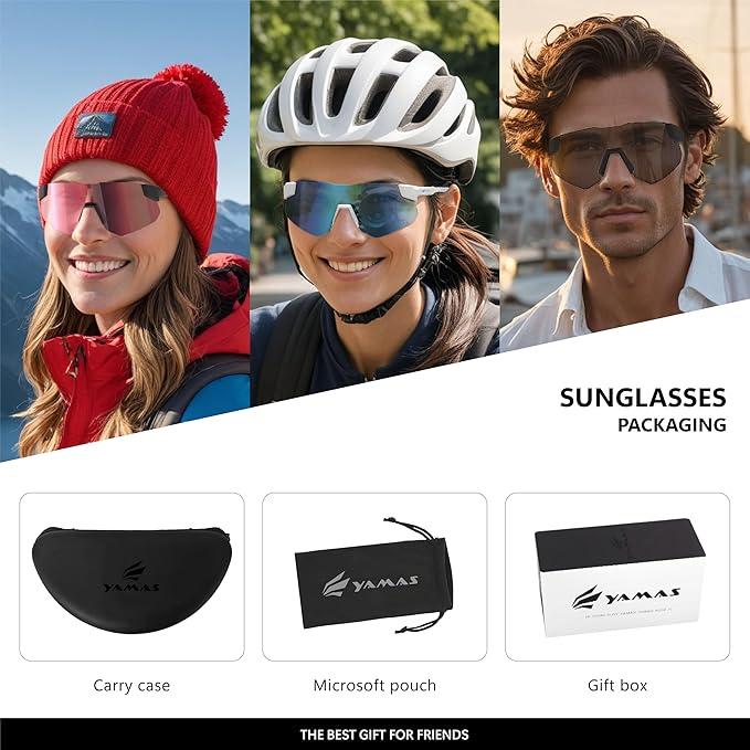 YAMAS Sport Sunglasses for Mens Womens, Wrap around Sunglasses, Non-Slip Nose Pads for Climbing and Running, UV400 Protection-StrideForce Fitness