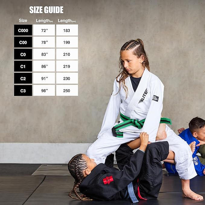 Elite Sports Kids Brazilian Jiu Jitsu Belts Preshurunk Martial Arts Youth BJJ Belts for Girls & Boys with BJJ Ranking Stripes-StrideForce Fitness