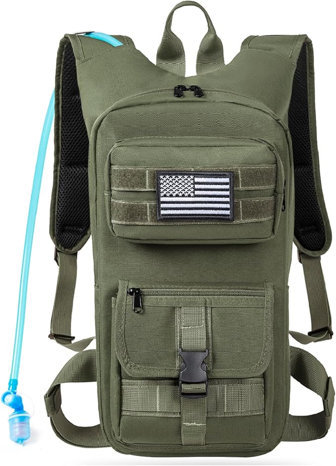 Hydration Backpack, Tactical Molle Water with 2L TPU Water Bladder, for Men Women Lightweight Water Backpack, Hydration Pack for Hiking, Biking, Climbing and Hunting-StrideForce Fitness
