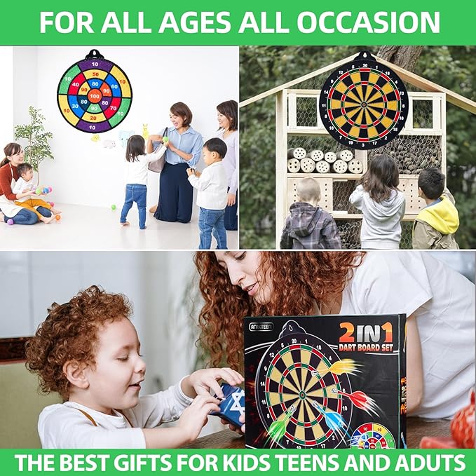 Magnetic Dart Board for Kids-12Magnetic Dart/Sticky Balls Or 2 Toy Gun+40 Foam Dart.Indoor/Outdoor Kids Games and Party Games,Christmas Birthday Gifts Toys for 3-12 Year Old Boys-StrideForce Fitness