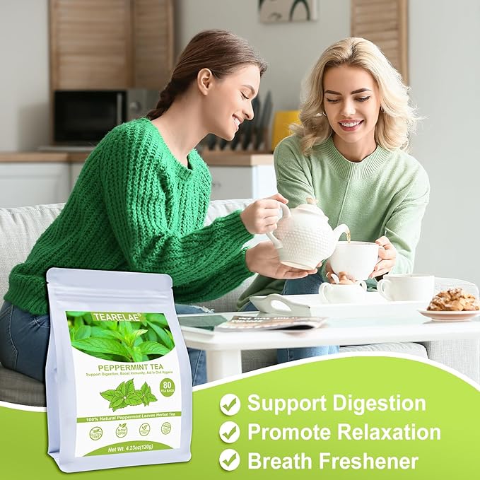 TEARELAE - Peppermint Tea Bags, 80 Count - 100% Pure Peppermint Leaves - Non-GMO - Naturally Caffeine-free Herbal Tea - Support Digestion & Natural Breath Freshener-StrideForce Fitness