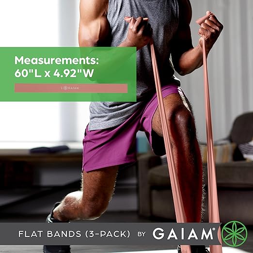 Gaiam Restore Strength and Flexibility Resistance Band Kit Set - 3 Levels of Resistance - Strength Training Workout Bands for Stretching Muscles - Versatile Exercise Tool - Light, Medium, and Heavy-StrideForce Fitness