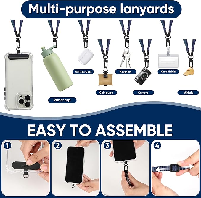 Cell Phone Strap Adjustable Wrist Strap Crossbody Cellphone Holder Extra Long Phone Lanyard Wrist Lanyard (Navy)-StrideForce Fitness