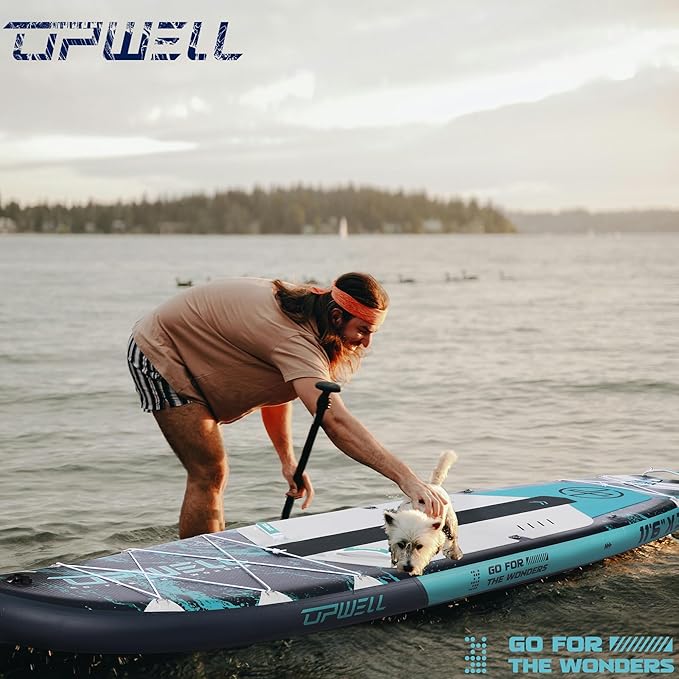 UPWELL 10'6"/11'/11'6" Inflatable Paddle Board, Stand Up Paddlboard for Youth & Adults, Stable Design, Premium SUP Accessories, Backpack, Leash, Hand Pump, Fins-StrideForce Fitness