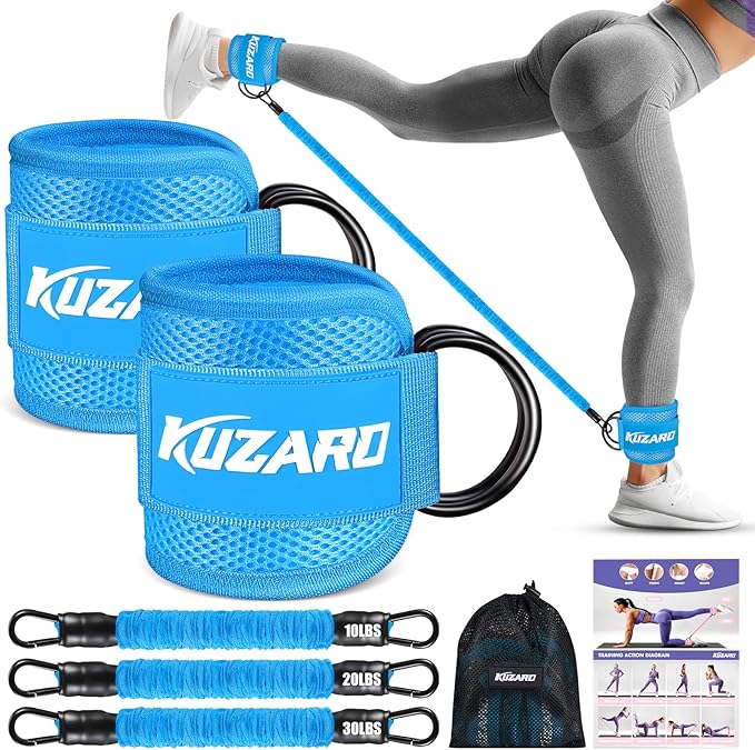 Ankle Resistance Bands with Cuffs for Working Out, Resistance Bands for Women, Exercise Bands for Leg and Glute, Booty Workout Equipment for Kickbacks, Butt and Hip Training, Ankle Weights Bands Set
