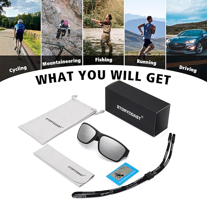 STORYCOAST Polarized Sports Sunglasses for Men Women Unbreakable Frame Cycling Fishing Driving-StrideForce Fitness