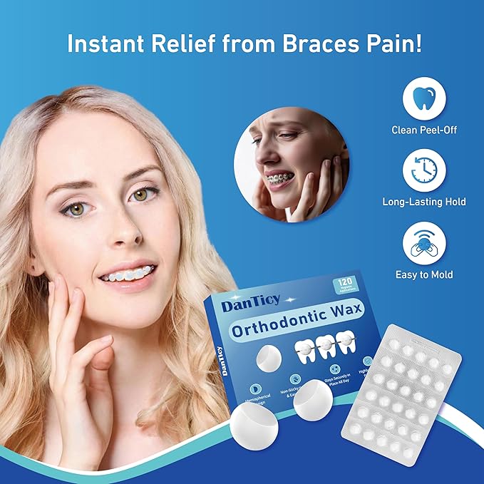 Orthodontic Wax for Braces, Dental Wax, Pre-Cut Bowl Shape Dental Strips, No Kneading Required, Individually Wrapped, 120 Count