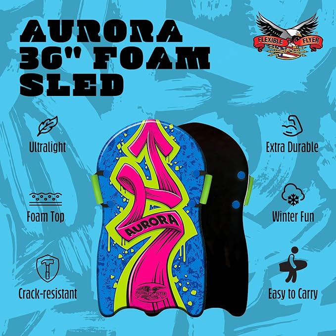 Flexible Flyer Lightweight Foam Slider, Adult and Kids Snow Play Sled with Handles, Winter Toboggan Sled for Ages 5 and Up-StrideForce Fitness