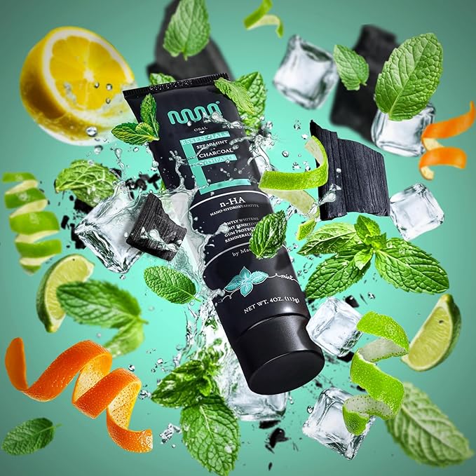 MasterMedi Nano Hydroxyapatite Toothpaste (Inspired by 10% nHA Formulas), Fluoride-Free, Charcoal Whitening, Sensitive Teeth Care, Enamel Support, SLS-Free, Xylitol, Citrus Mint, 4 Oz (Pack of 1)