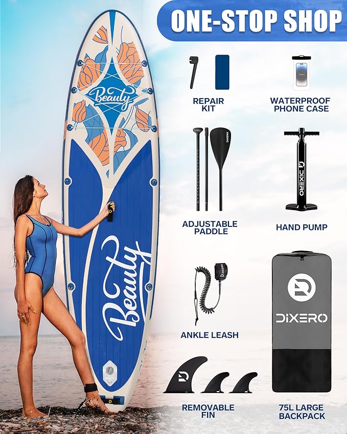 Inflatable Stand Up Paddle Board with SUP Accessories, Anti-Slip EVA Deck, 11'*33" Inflatable Paddle Boards for Adults & Youth of All Skill Levels-StrideForce Fitness