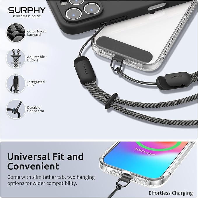 SURPHY 3 Pack Phone Wrist Strap with CellPhone Tether Tab, Cellphone Lanyard, Phone Strap with 2-Color Braided, Wrist Lanyard