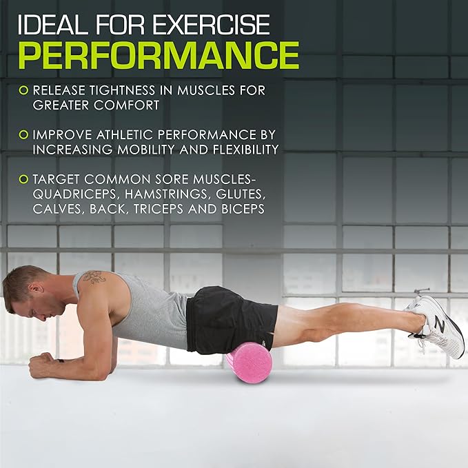 ProsourceFit High Density Foam Rollers 12 - Inches long, Firm Full Body Athletic Massage Tool for Back Stretching, Yoga, Pilates, Post Workout Muscle Recuperation, Black-StrideForce Fitness