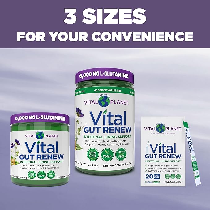 Vital Planet - Vital Gut Renew Powder Supplement for Leaky Gut Repair with L-Glutamine, Marshmallow and Ginger Root, DGL Licorice Root and Organic Aloe Vera, L Glutamine 6000mg 6.88 oz-StrideForce Fitness