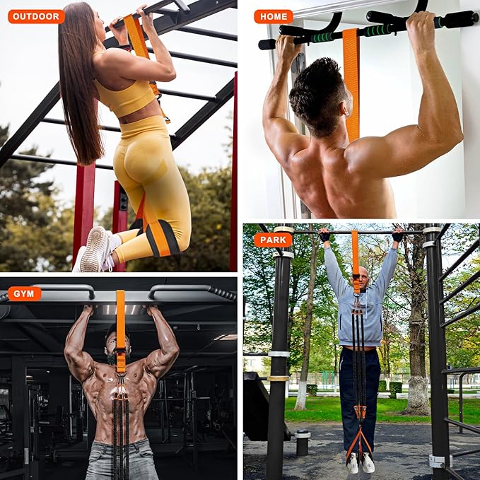 Pull Up Assistance Bands, Heavy Duty Resistance Band for Pull Up Bar, Adjustable Weight/Size with Fabric Feet/Knee Rest, Bands for Pull Up Assist for Strength Training, Pull Up Assist Band