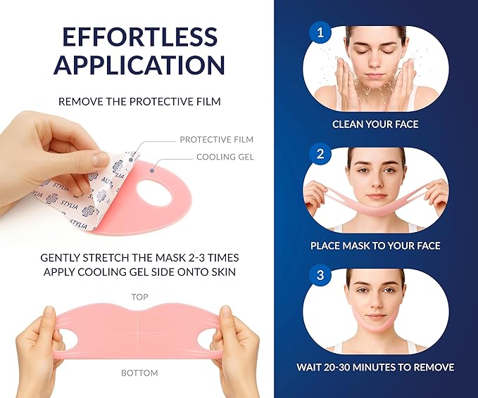 Stylia V Line Lifting Collagen Face Mask - Double Chin Strap for Women - Jawline Shaper Face Lift Tape - Neck Lift Collagen Mask - Chin Strap for Sleeping - Hyaluronic Acid, Aloe Vera, Cica 20PC-StrideForce Fitness