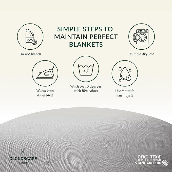 Cloud Scape Linen 100% Cotton Blanket King Size for Bed – Lightweight Summer Blanket, Herringbone Weave,fits California King Size Bed, 92x108,Light Grey-StrideForce Fitness