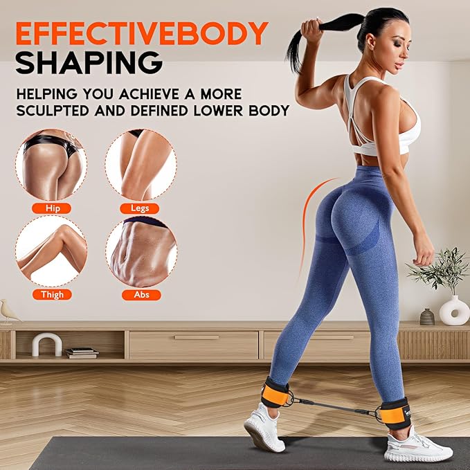 Ankle Resistance Bands, Ankle Bands for Working Out with Cuffs, Resistance Bands for Leg Butt Training Workout Equipment for Kickbacks Hip Gluteus Training Exercises, Ankle Strap with Exercise Bands