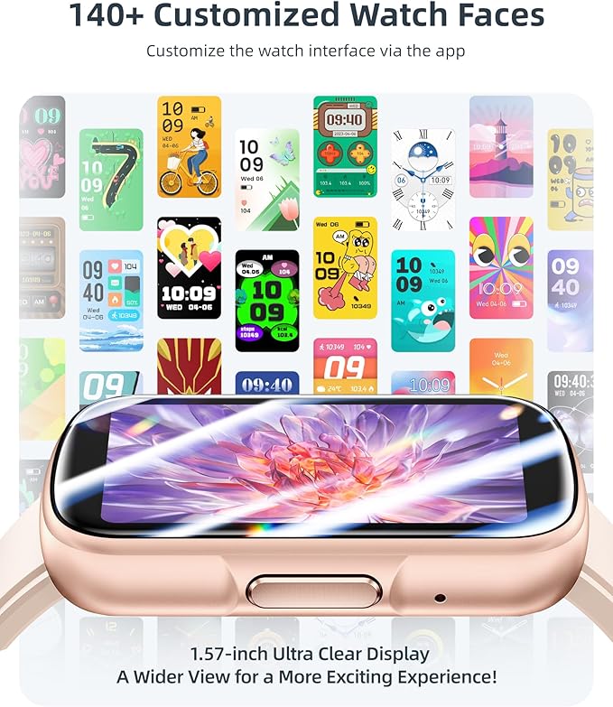 Parsonver Fitness Tracker with Step Counter/Calories/Stopwatch, Health Activity Tracker with Heart Rate Sleep Monitor, IP68 Waterproof Smart Watch 110+ Sport Modes Pedometer Watch for Women, Rose Gold-StrideForce Fitness