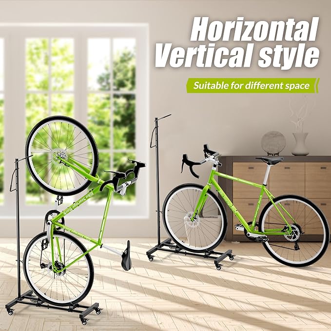 Vertical Bike Parking Stand - Adjustable Height for 29" Wheels, Space-Saving & Freestanding Bike Rack for MTB/Road Bikes,No-Drill Installation Indoor Bike Storage for Apartments & Garages-StrideForce Fitness