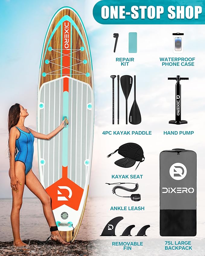 Inflatable Stand Up Paddle Board with SUP Accessories, Anti-Slip EVA Deck, 11'*33" Inflatable Paddle Boards for Adults & Youth of All Skill Levels-StrideForce Fitness