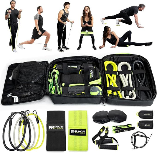 Ex Kit Home Gym Equipment with Carry Bag - 10Pcs Resistance Bands Kit with Handles, Door Anchor, Jump Rope, Booty Bands & More – Full Body Workout Bands Set for Strength, Cardio & Flexibility-StrideForce Fitness