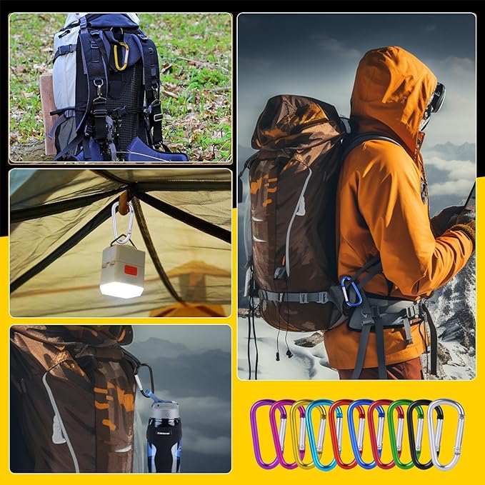 40 Pack 2" Aluminum Carabiner Clip D Ring Carabiners Small Carabiner Keychain Spring Snap Hooks, Mini Carabiner Clip Set for Keys, Dog Leash, Camping Hiking Accessories-StrideForce Fitness