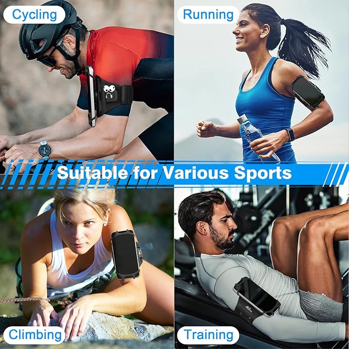 MoKo Running Armband 360°Rotatable for iPhone 16 15 14 13 Pro Max Plus Samsung Galaxy Note S24 S23 Fits Smartphones Over 5.8'', Detachable Armband Phone Holder for Running Biking with Key Holder-StrideForce Fitness