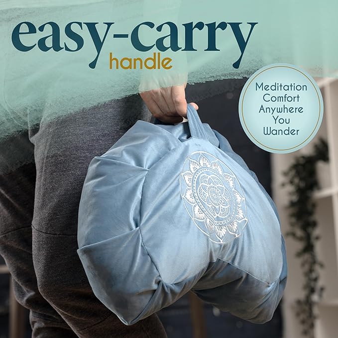 Florensi Meditation Cushion - Comfortable Floor Pillow - Traditional Tibetan Meditation Pillow with Beautiful Velvet Cover - Large Floor Cushion Seating for Adults - Premium Yoga Buckwheat Bolster-StrideForce Fitness