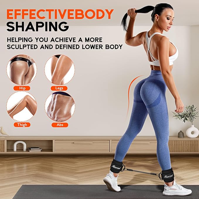 Ankle Resistance Bands, Ankle Bands for Working Out with Cuffs, Resistance Bands for Leg Butt Training Workout Equipment for Kickbacks Hip Gluteus Training Exercises, Ankle Strap with Exercise Bands